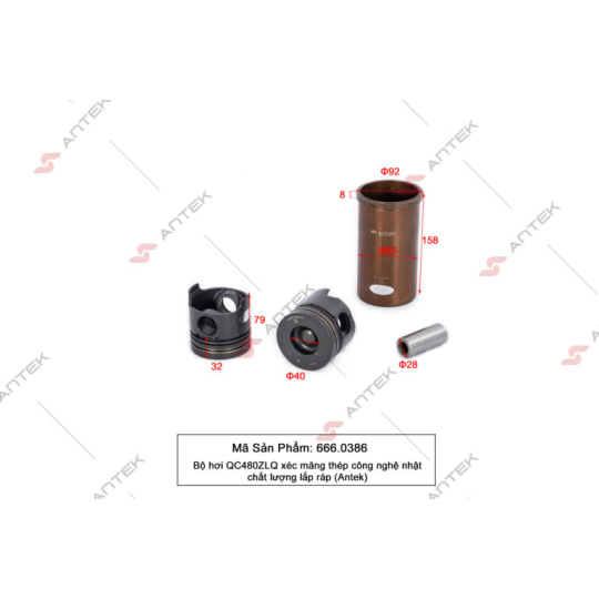 Bộ hơi YZ4105QF, Xéc măng thép – Antek